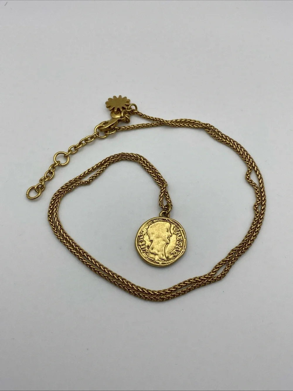 J.Crew Gold-Plated Celestial Sun & Stamped Coin Medallion Pendant Necklace